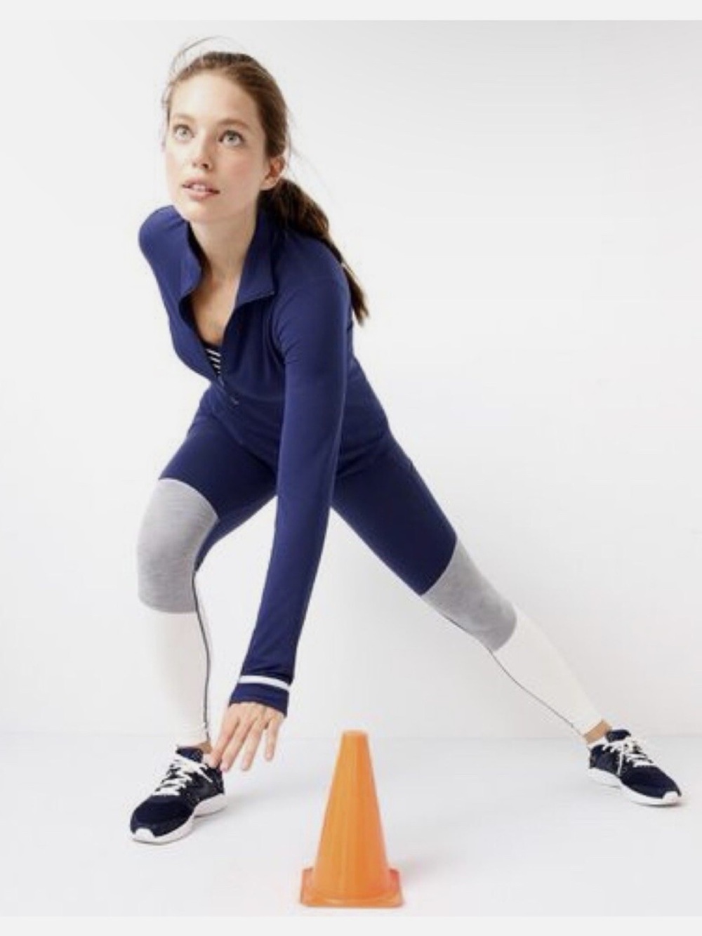J. Crew Navy Colorblock Leggings with Gray & White Panels